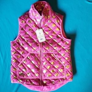 Simply Southern Pink Gold elephants puffer vest